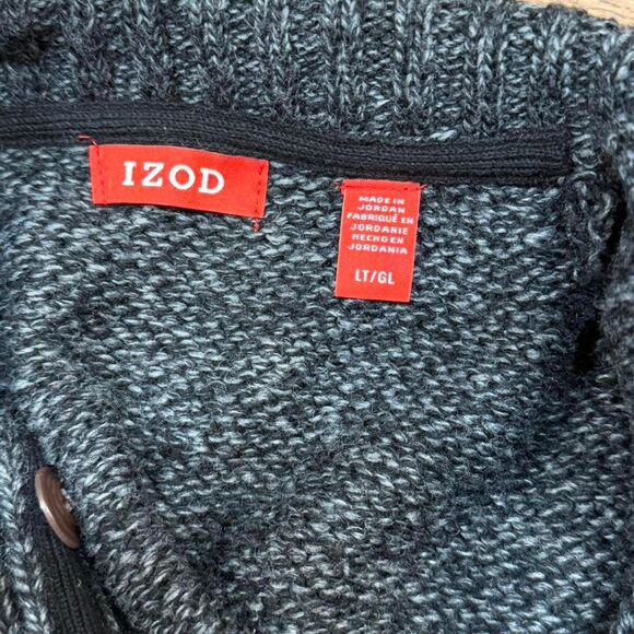 Izod Knit Festive Holiday Style Quarter Button Polo Sweater - Picture 4 of 4